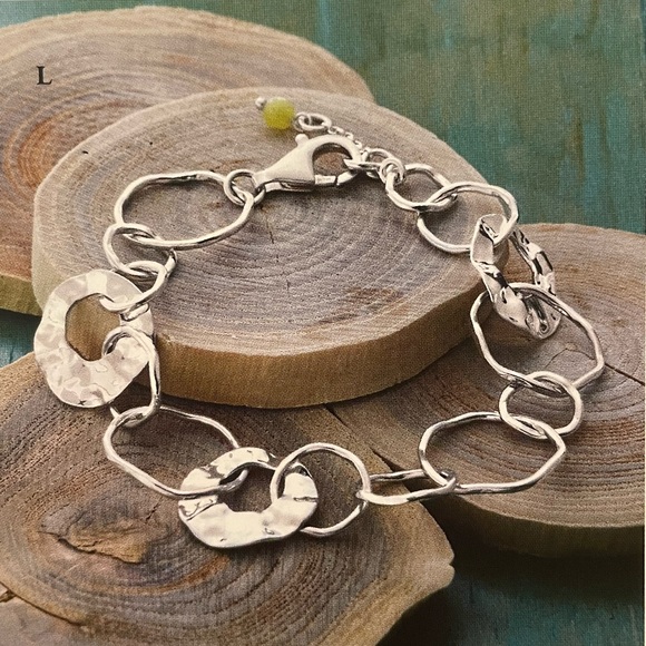 Silpada Hammered Sterling Silver ‘PAPER CHAIN’ Circle Links Bracelet B1217 - Picture 2 of 16